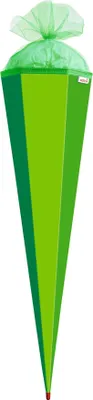 Produktbild von Bastel-Schultüte groß grün - 85 cm 6-eckig - extra stabil durch Rot(h)-Spitze mit farbigem Tüll-Verschluss
