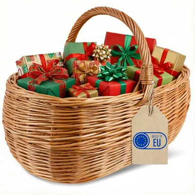 Productafbeelding van Creative Home Grote Rieten mand met handvat, 47 x 31 x 36 cm, Natuurbruin