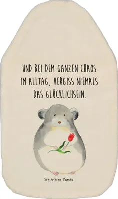 Produktbild von Mr. & Mrs. Panda Wärmflasche Chinchilla Blume - Weiß - Geschenk, Kummer, heißwasserbeutel, Büro, Liebeskummer, Glücklichsein, Flauschige, Chinchillas, Bettflasche
