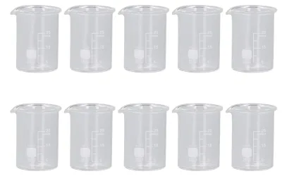 Bechergläser-Set, 10 Stück, Borosilikatglas, 25 ml, mit Graduierung