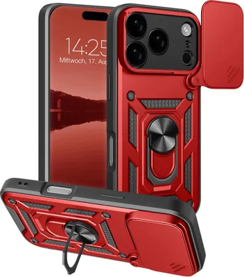 Produktbild von Armor Handyhülle für Apple iPhone 17 Pro Kameraschutz Handy Panzer Case Cover Schutzhülle Outdoor Farbe: Rot