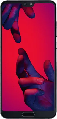 A smartphone with a red background and hands reaching for it.