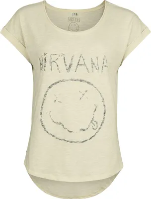 Produktbild von Nirvana T-Shirt Damen Smile Logo sand Band-Merch, Bands 100% Baumwolle L
