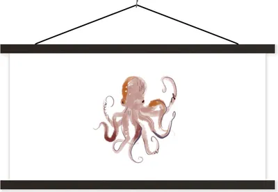 Produktbild von MuchoWow® Textilposter Tiere - Oktopus - Meer - Aquarell 120x60 cm mit schwarzem Rahmen - Dekoration Schlafzimmer