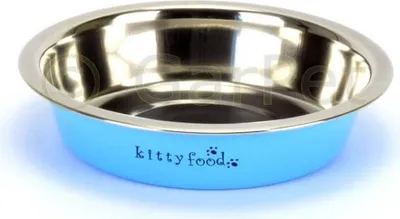 Produktbild von Katzenteller Katzennapf Futternapf Katze Fressnapf Katze Katzen Napf Katzennapf flach Wassernapf Edelstahl blau