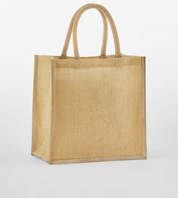 Image de Westford Mill W477 | Natural Starched Jute Mini Gift Bag Sac à provisions - Couleur : Natural/Natural - Taille : 26 x 22 x 14 cm