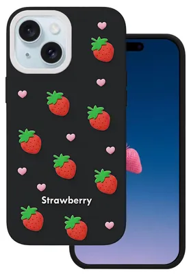 Zdjęcie produktu dla Nakładka Strawberry Do Iphone 13 / 14 / 15 6,1" Czarna