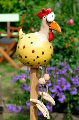 Produktbild von Keramik Huhn Garten Dekoration Harz Gartenpfahl Tier Figur Huhn Gartenpfahl Handgemachte Keramik Figur Gartendekoration Gelb