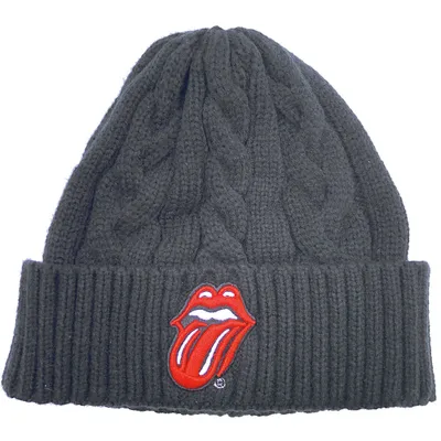 Produktbild von Die Rolling Stones Tongue and Lips Logo Zopfstrickmütze Schwarz