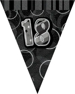 Produktbild von Unique Party 18 Glitzer Wimpel Girlande SG11074 (Einheitsgröße) (Schwarz)