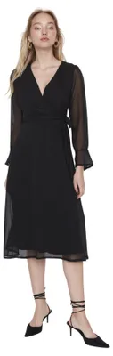 Obrázok produktu pre Trendyol Dámske úzke bodycon šaty s výstrihom do V, zelené, veľkosť L