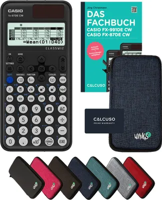 Produktbild von Casio fx-87DE CW inkl. Schutztasche Blau & Fachbuch (160 Seiten, DIN A5) – Wissenschaftlicher Rechner  – Smart Set