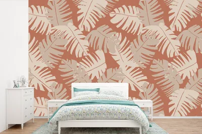 Produktbild von MuchoWow® Fototapete für Wohnzimmer oder Schlafzimmer Wandtapete Vinyl Motivtapete Sommer - Blätter - Braun - 420x280 cm - Zimmer für Kinder