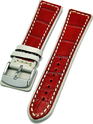 Produktbild von Uhrenarmband rot weiss 22mm Alligator-Optik Panzer NEU