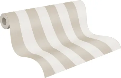 A roll of striped wallpaper.