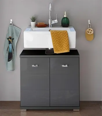 Produktbild von Waschbeckenunterschrank >Peter< in anthazit aus MDF - 60x57x30cm (BxHxT)