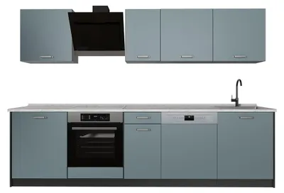 Productafbeelding van Complete keukeneenheid Vicco R-Line Blauw-grijs/Antraciet 280 cm marmer werkblad, Model 67159