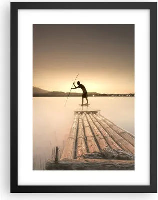 Produktbild von Gerahmtes Poster - Schwarzer Rahmen - Floß Westen die Sonne - 30x40 cm - Wand Bild - Wanddeko - Wandbilder - Kunstposter - Wandposter - Bilderrahmen - Bilder - Kunstdruck - Wandbild - P2BPA30x40-4353
