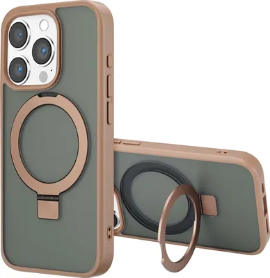 Image de Accezz Ring Stand Backcover avec MagSafe pour l'Apple iPhone 15 Pro - Marron