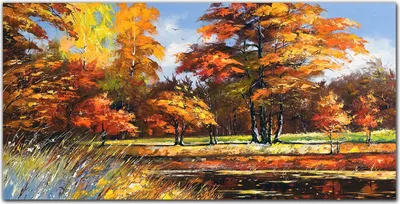 Produktbild von Coloray - Bild aus Glas - Glasbilder - 100 x 50 cm - Gehärtetes Glas Glasblock mit Bild Küche Wohnzimmer Wanddekoration Dekoration - Herbstwald Natur
