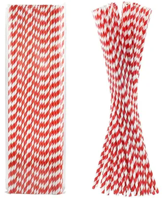 Produktbild von Papiertrinkhalme Extra lang rot/weiß gestreift 100 Stück 45,7 cm biologisch abbaubar