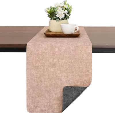 Produktbild von Tischläufer aus Kunstleder Modern Grau Rosa 30x240 cm