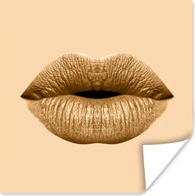 Produktbild von MuchoWow® Poster Lippen - Pastell - Braun 50x50 cm - Wohnzimmerdekoration