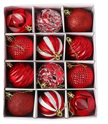Weihnachtskugeln, 12er Set, Ø 6 cm, rot, Kunststoff