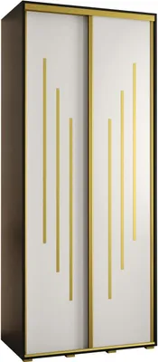 Produktbild von MEBLE KRYSPOL Cannes 8 Schrank mit 2 Schiebetüren - 205,2x100x45 cm - Schwarz Weiß Gold