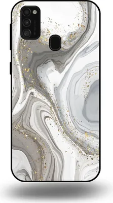 Produktbild von Smartphonica Handytasche passend für Samsung Galaxy M31 mit Marmordruck - TPU Rückseitenschutzhülle Marmordesign - Silber