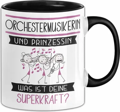 Produktbild von Orchestermusikerin Und Prinzessin Tasse Geschenk Für Eine Orchestermusikerin Geburtstag Was Ist Deine Superkraft (Schwarz)