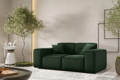 Produktbild von Sofa Designersofa CESINA 2-Sitzer in Stoff Opera Velvet Dunkelgrün