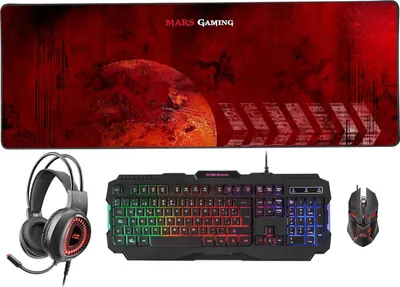 Produktbild von MCPRGB2FR, Combo Gaming Tastatur, Maus, XXL Mousepad & Headset, Französische Sprache