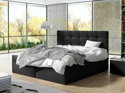Obrázek produktu pro Kontinentální manželská postel 180x200 CAROLA - černá  + topper