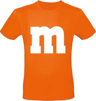 Produktbild von MM Shirt T-Shirt 100% Baumwolle M&M Uni Kostüm Verkleidung M und M Gruppen T-Shirt - Karneval Fasching JGA Festival Farbe wählen: orange Größe wählen: M