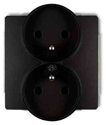 Image de Prise électrique double, finition mate noire, avec ou sans cadre, modèle 12DGPRSO-2zp