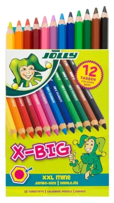 Immagine prodotto di Matite colorate grandi per bambini X-Big, 12 colori - Jolly, adatte dai 3 anni in su