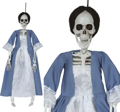 Immagine prodotto di Scheletro Figura Decorazione di Halloween Inquietante Decorazione da appendere Vestito elegante Design classico Atmosfera Romantica Spaventosa Festa, Colore: Grigio / Bianco
