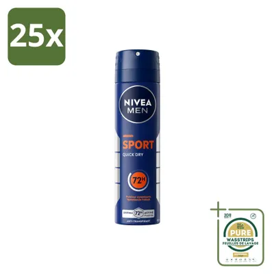 Produktbild von 25 x NIVEA MEN Sport Anti-Transpirant Deodorant Spray 150 ml - Vorratspackung - 25 Stücke