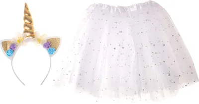 Produktbild von Aga Karneval Einhorn Kostüm Stirnband + Rock Weiß 3-6 Jahre