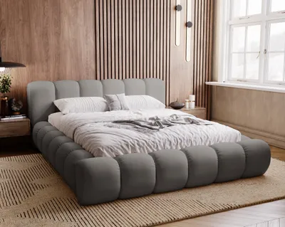 Obrázok produktu pre Čalúnená posteľ 160x200 CLOUD, hrubá pena, štýlová, dizajnová dvojposteľ – úložný priestor, rošt (tmavošedá – Jupiter 22)