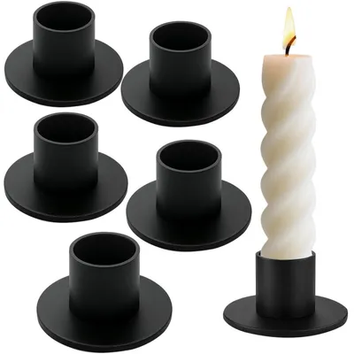 Image de 6 supports de bougies noirs en métal, pour bougies chauffe-plat