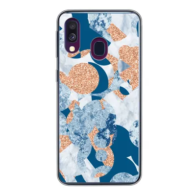 Produktbild von MuchoWow® Handyhülle Schutzhülle Hülle für Samsung Galaxy A40 Marmor - Geometrische Formen - Glitter Silikon Softcase Handy Hülle - Handy-Tasche