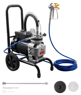 Immagine prodotto di Spruzzatore airless a membrana VEVOR da 1800 W, spruzzatore su ruote con pressione massima di 22,75 MPa, tubo flessibile ad alta pressione da 10 m, ago di pulizia e spazzola, per lavori di verniciatura fai-da-te in interni ed esterni