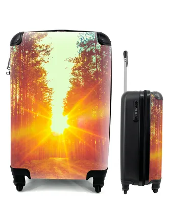 Produktbild von MuchoWow® Koffer Handgepäck Trolley Rollkoffer Kleine Reisekoffer mit 4 Rollen - Sonnenuntergang - Bäume - Wald - Natur - Cabin Size < 55x40x23 cm & 55x40x20 cm - Fotokoffer - Kabinenkoffer - Boardgepäck - Reise-Box - Reisekoffer - Reisegepäck - Koffer mit Bild - Trolley für Kinder