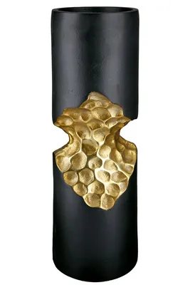 Zdjęcie produktu dla GILDE Kerzenleuchter, zylindrisch, "Favo", Aluminium, goldfarben, schwarz, , H. 40 cm, D. 12,5 cm 69161