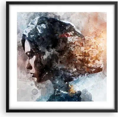 Produktbild von Gerahmtes Poster - Schwarzer Rahmen - Frau Abstraktion - 50x50 cm - Wand Bild - Wanddeko - Wandbilder - Kunstposter - Wandposter - Bilderrahmen - Bilder - Kunstdruck - Wandbild - P2BAC50x50-3956