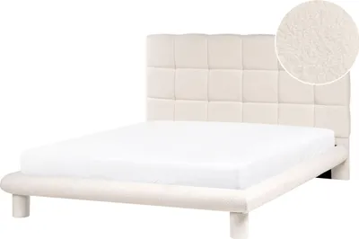 Obrázek produktu pro BELIANI Postel krémově bílá buklé čalounění 140 x 200 cm čalouněné čelo a nohy moderní skandinávský styl ložnice