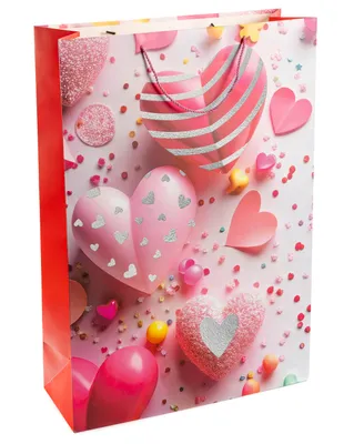Zdjęcie produktu dla Ozdobne torby prezentowe 50 x 70 x 20 cm na urodziny – pastelowe serca TW