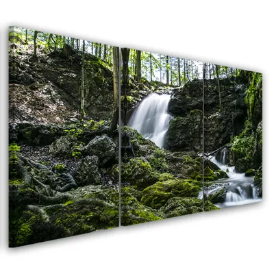 Produktbild von Triptychon auf leinwand grüne landschaften 90x60 cm Feeby grün wandbild bereit zum aufhängen